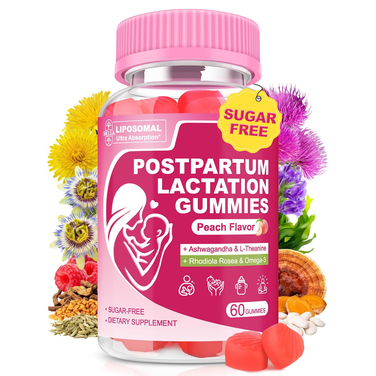 SKLIA Liposomal Lactation Supplement Gummy, 60 Count