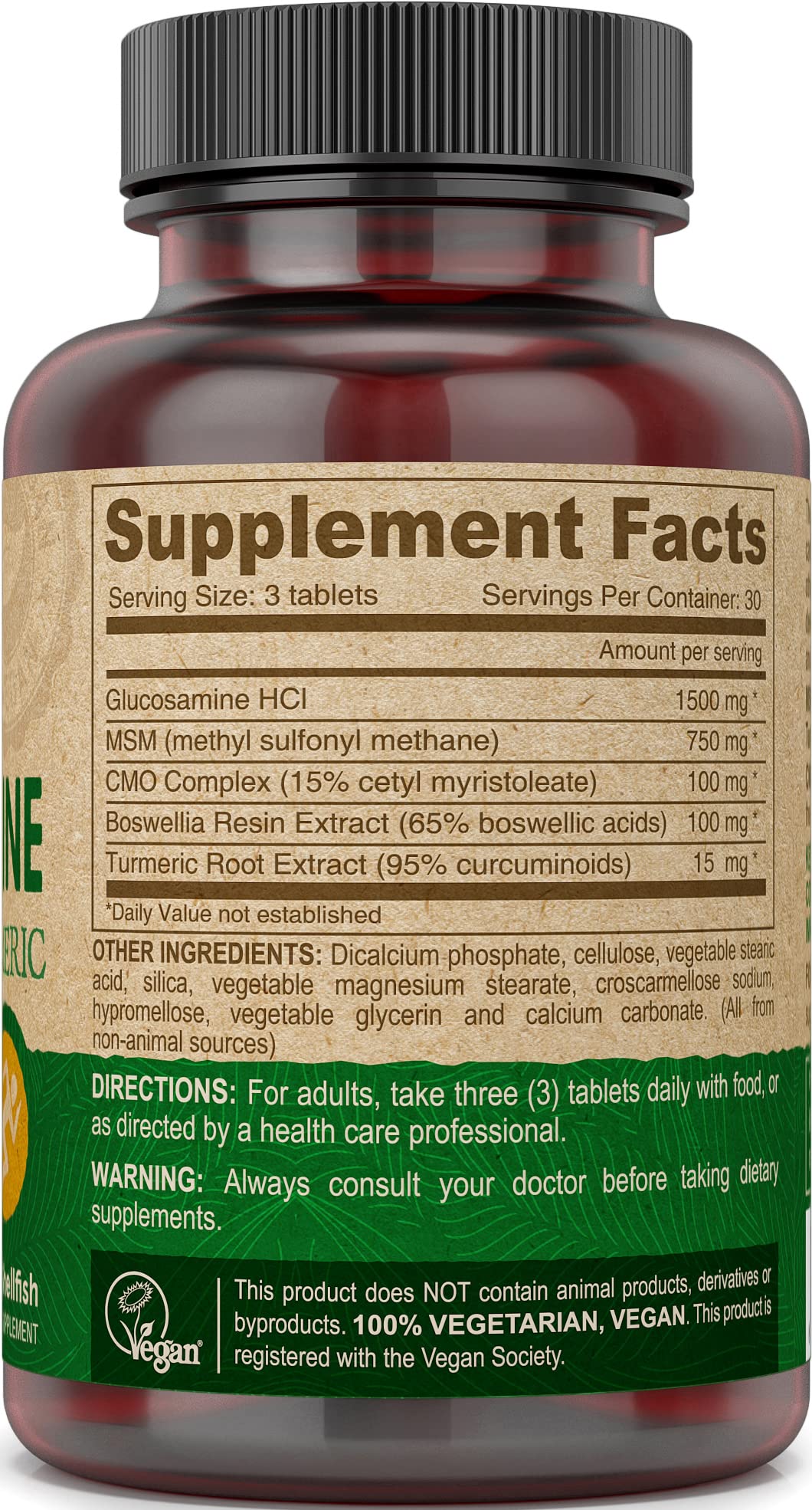 DEVA Vegan Glucosamine-MSM-CMO & Turmeric Supplement 90 Tablets