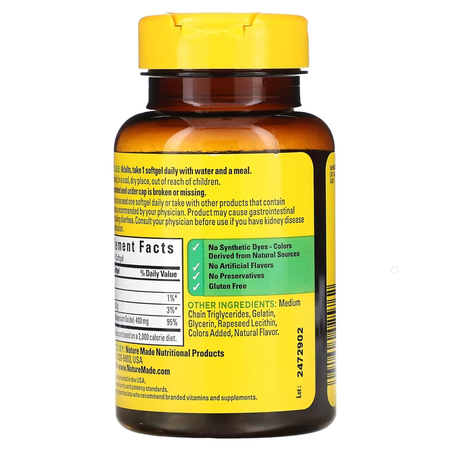 Nature Made Extra Strength Magnesium Oxide 400 mg Softgel, 1 Count