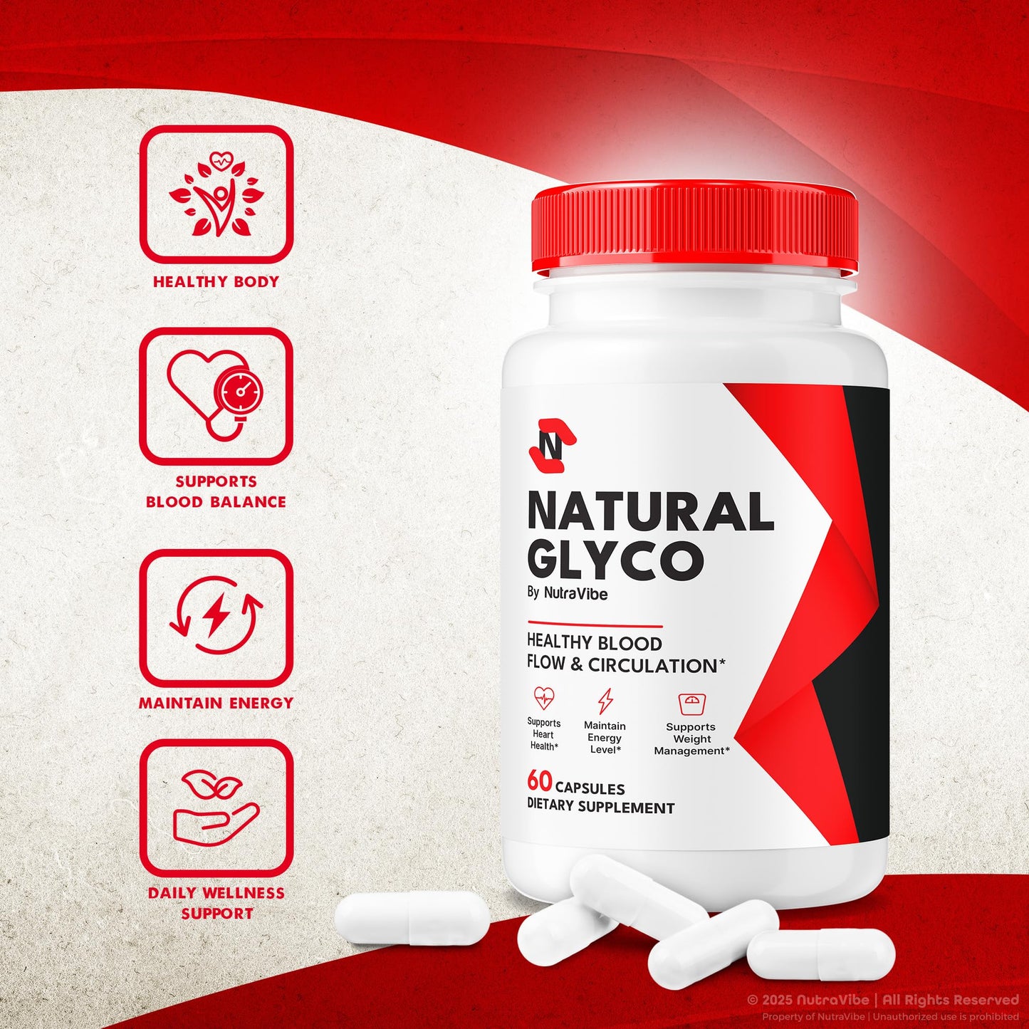 NutraVibe Natural Glyco Blood and Joint Support Capsules, 60 Count