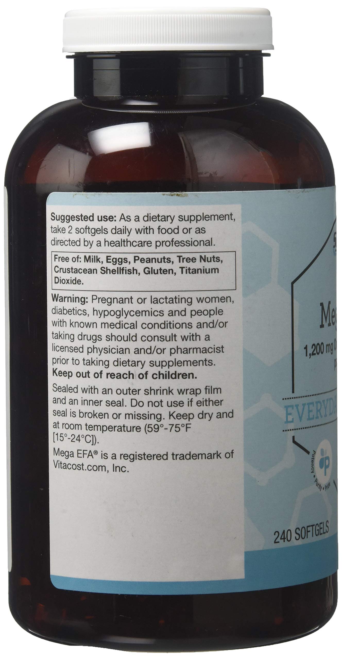 Vitacost Brand Synergy Mega EFA Mini Gels Softgels 1200 mg per serving Omega-3 EPA & DHA Natural Strawberry, 240 Softgels