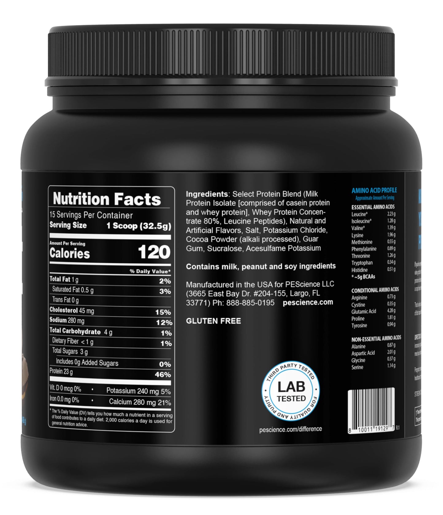 PEScience Select Protein Powder - Whey and Casein Blend, Chocolate Peanut Butter Cup, 17.2 oz (1.08 lb)
