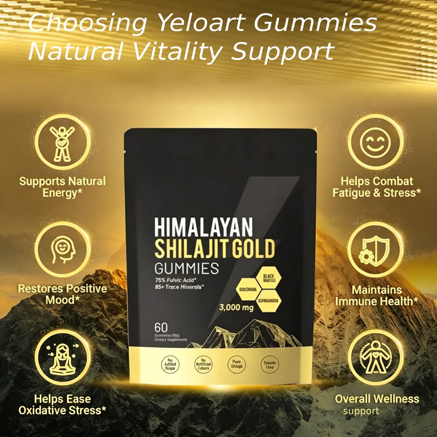 Yeloart Shilajit Gummies 60 Count