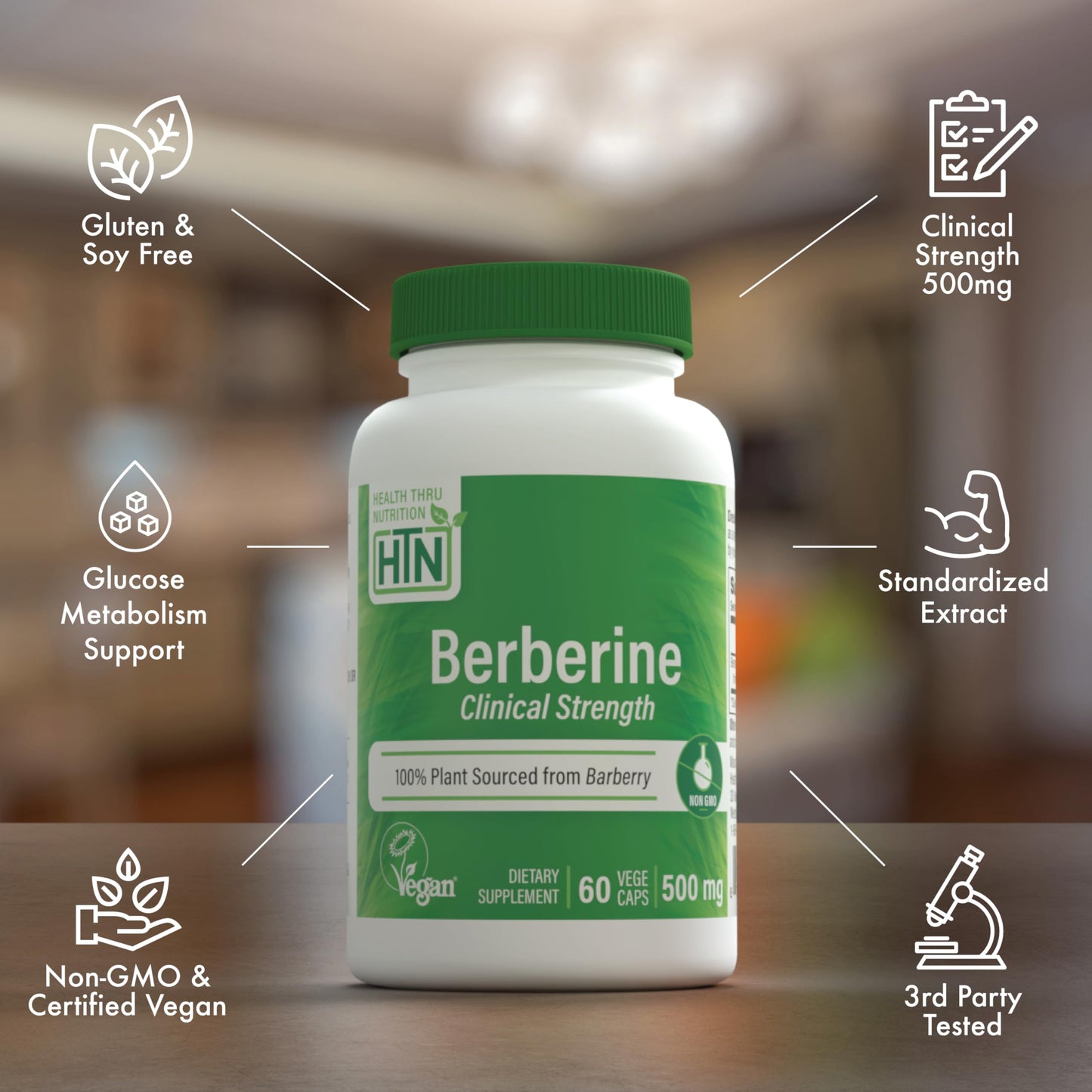 Health Thru Nutrition Berberine HCl 500mg 60 Caplets