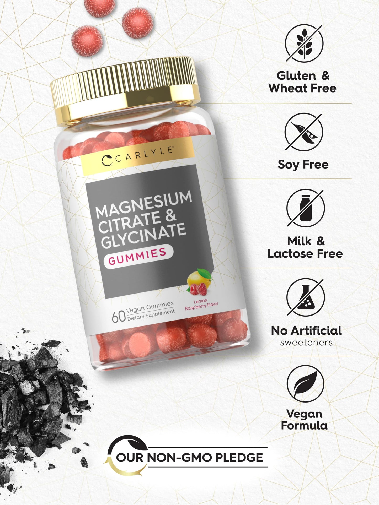 Carlyle Magnesium Citrate Supplement Gummies 960mg, 60 Count