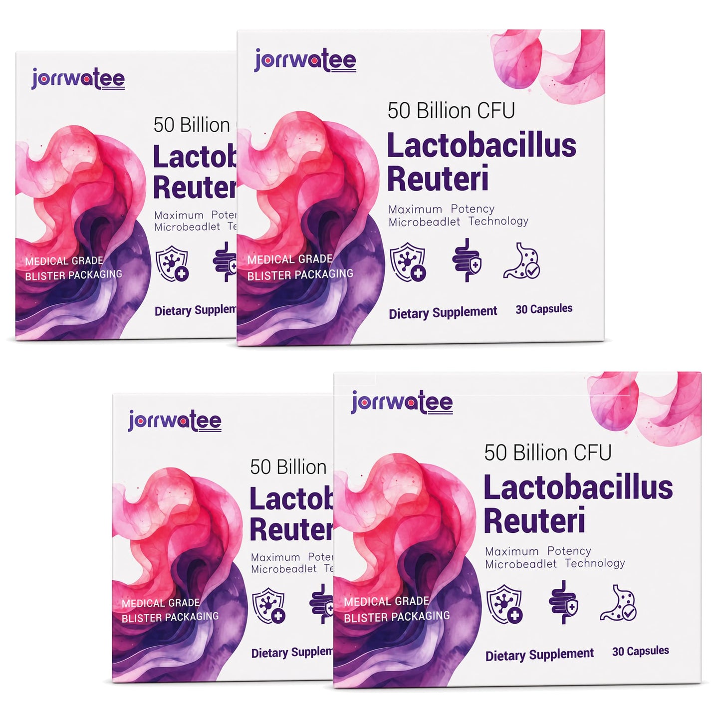 Jorrwatee Lactobacillus Reuteri 50 Billion CFU & 120 L Reuteri, 120 Capsules