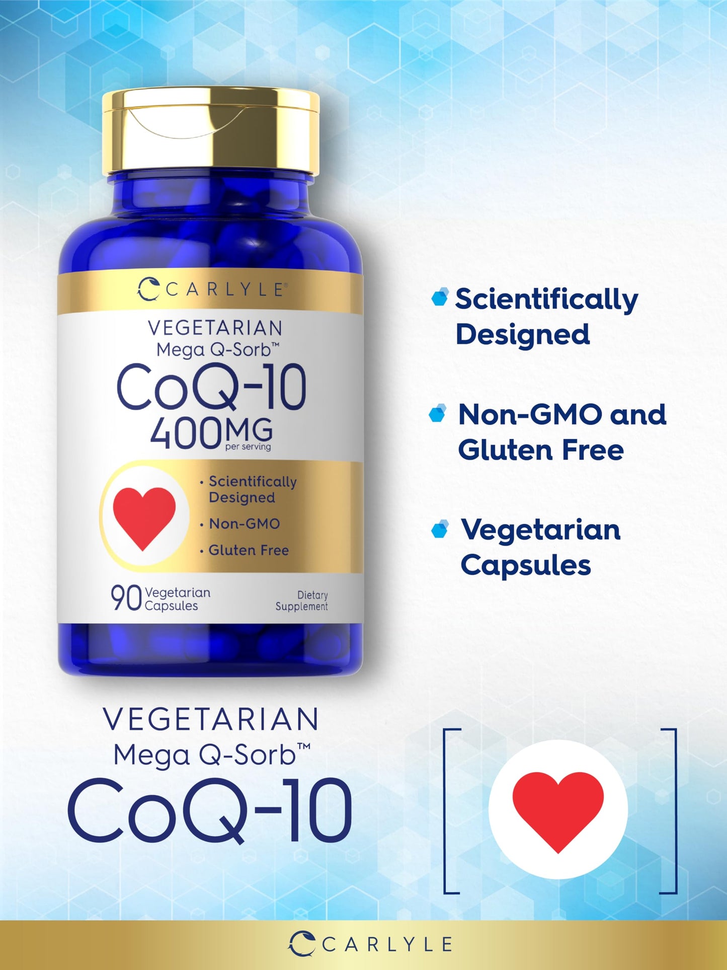 Carlyle CoQ10 400mg with Black Pepper Extract Capsules, 90 Count