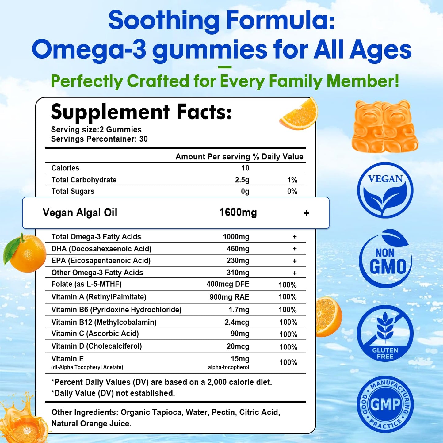 Sijigood Algae Omega-3 Gummies, 120 Count