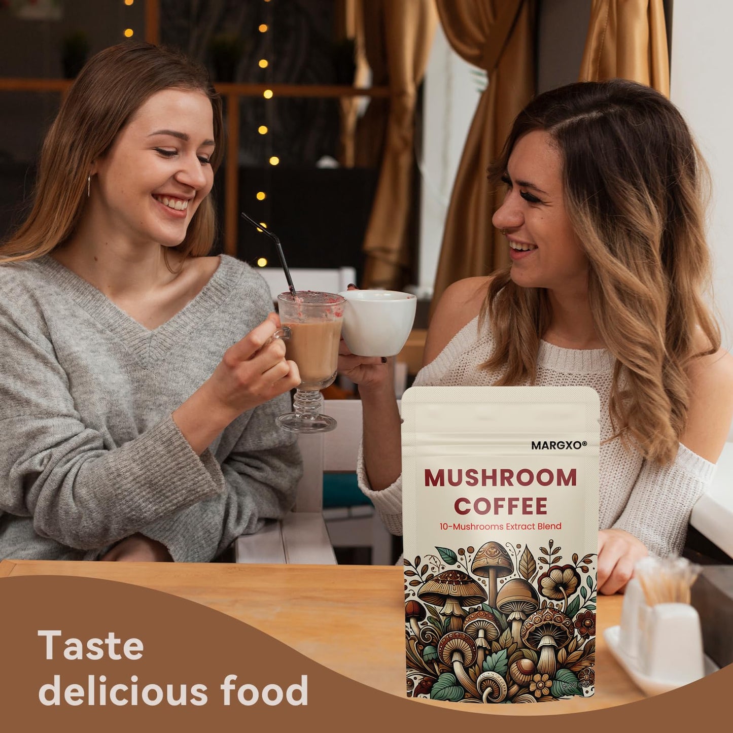 MARGXO Mushroom Coffee 10-Mushrooms Extract Blend Powder 6.35 oz