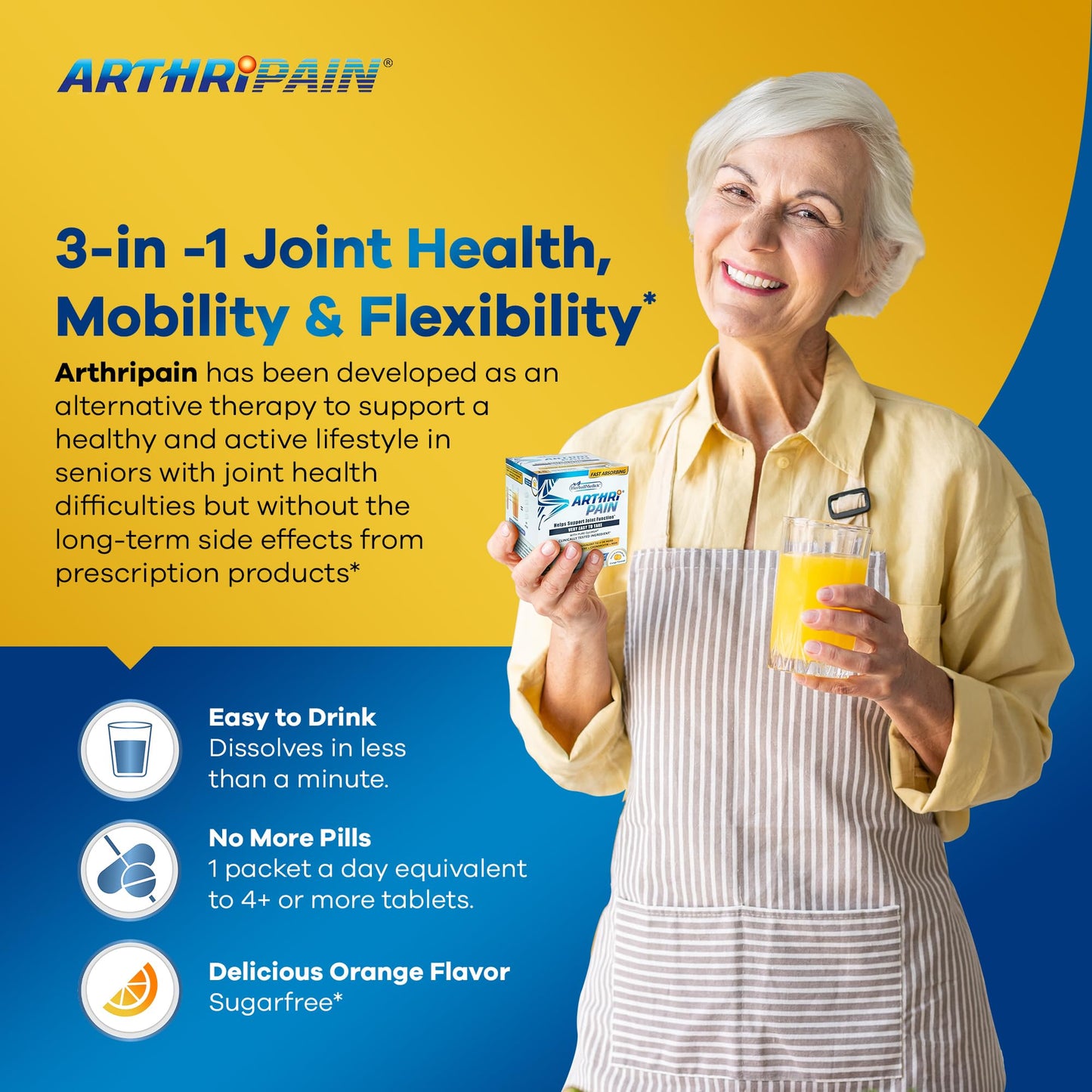 HerballMedick Arthripain Joint Support Supplement Glucosamine Chondroitin MSM Powder 3.75 oz