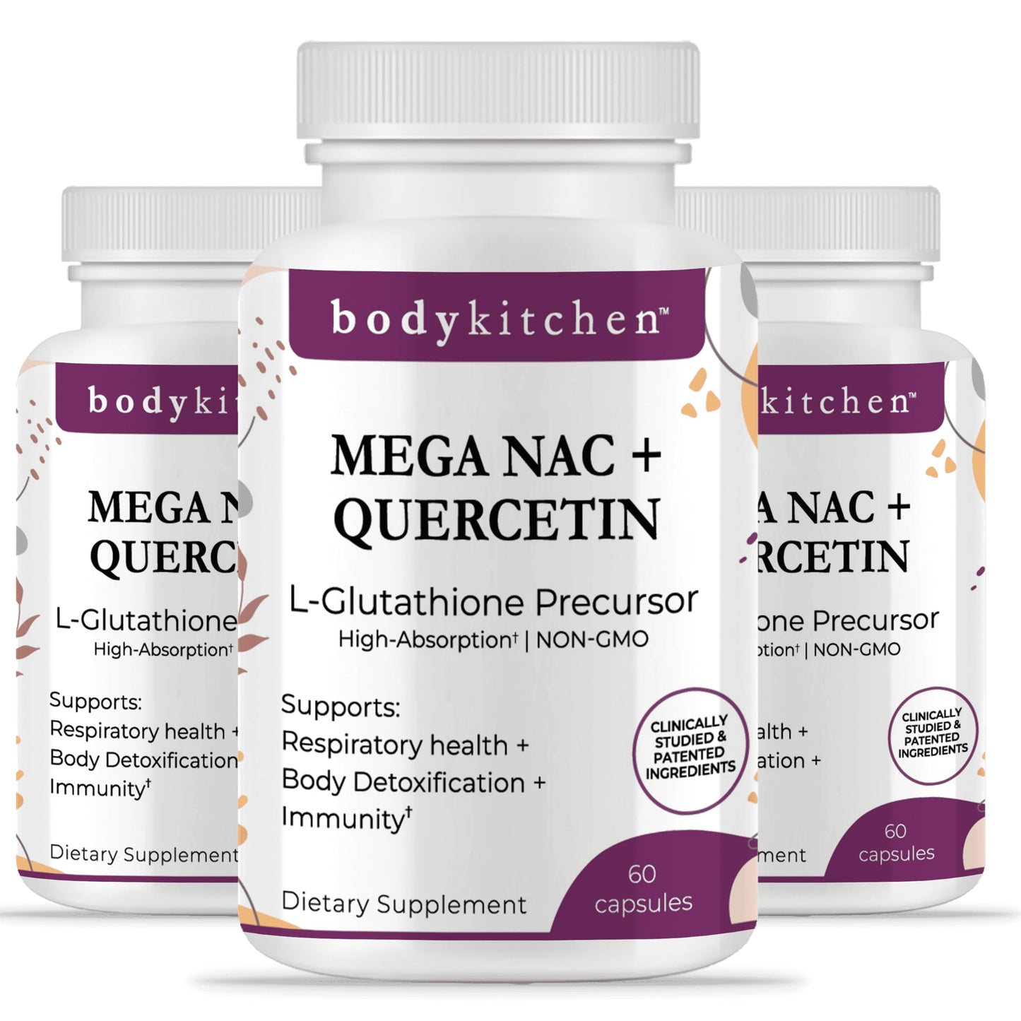 Body Kitchen Mega NAC 600mg N-Acetyl Cysteine with Quercetin Capsules, 3-Pack