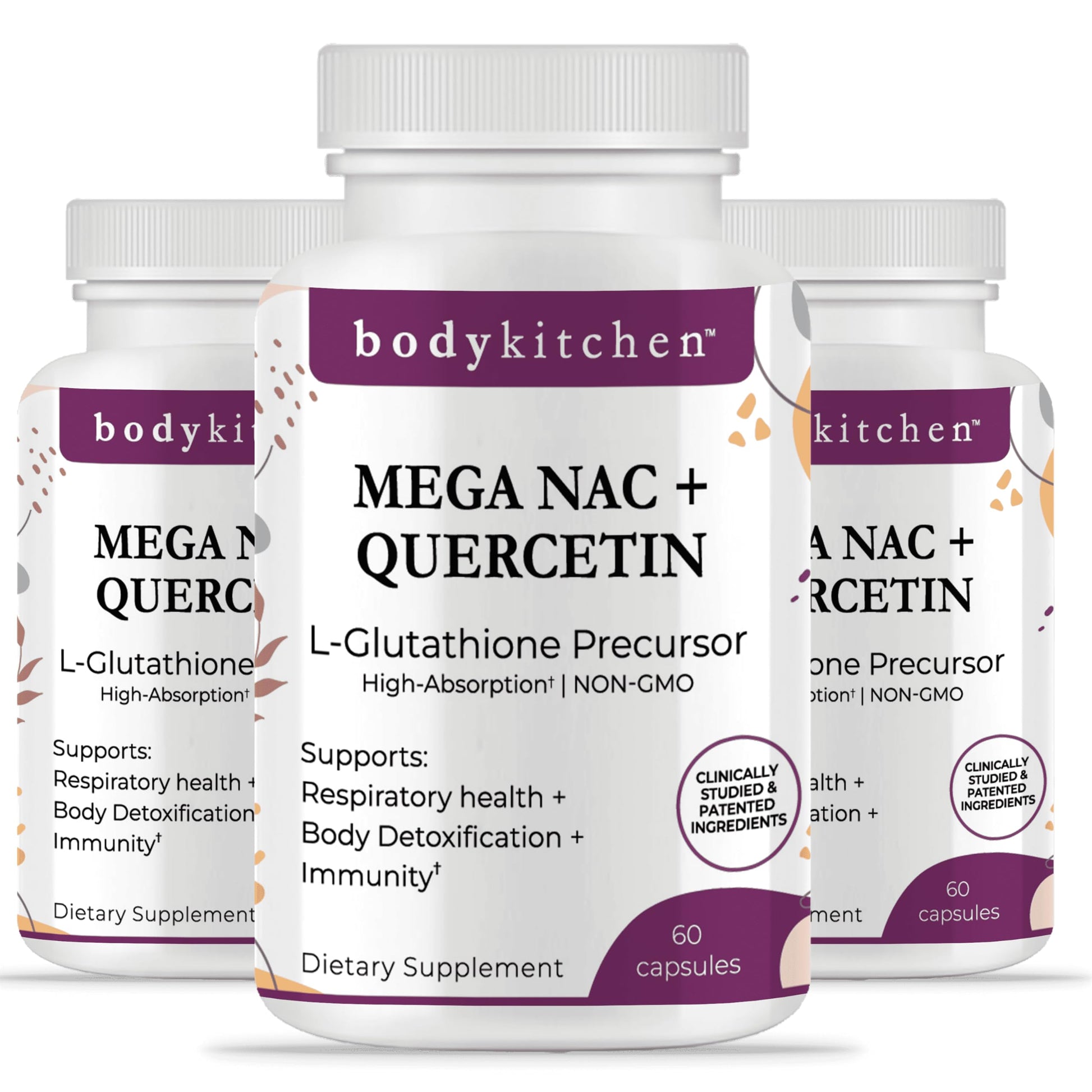 Body Kitchen Mega NAC 600mg N-Acetyl Cysteine with Quercetin Capsules, 3-Pack