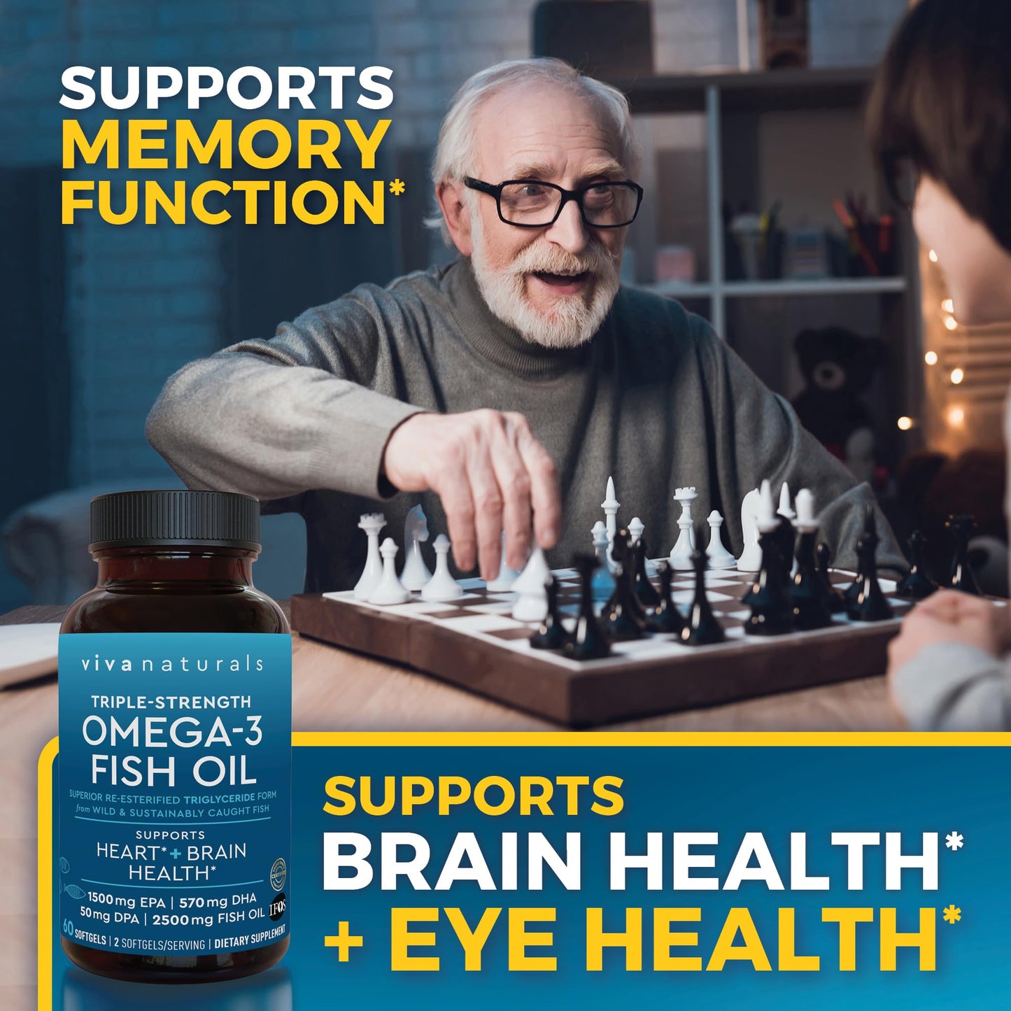 Viva Naturals Omega-3 Fish Oil Softgels 60 Count
