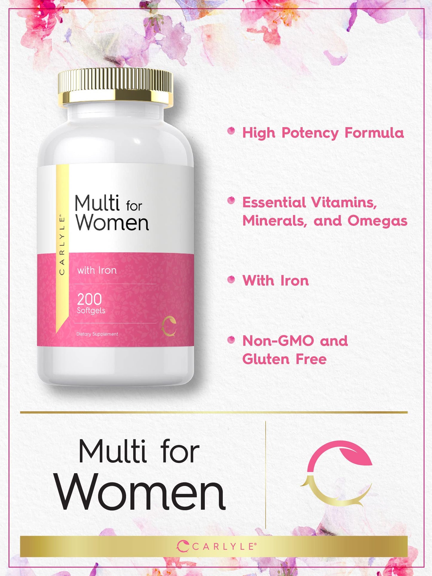 Carlyle Multivitamin for Women with Iron Softgels 200 Count