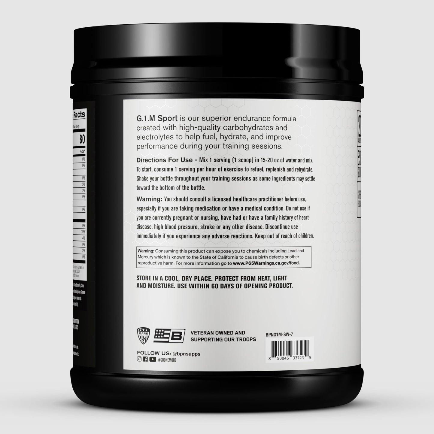 Bare Performance Nutrition BPN G.1.M Go One More Sport Endurance Training Fuel Carbohydrate & Electrolytes Powder Formula, Salted Watermelon, 22 Servings