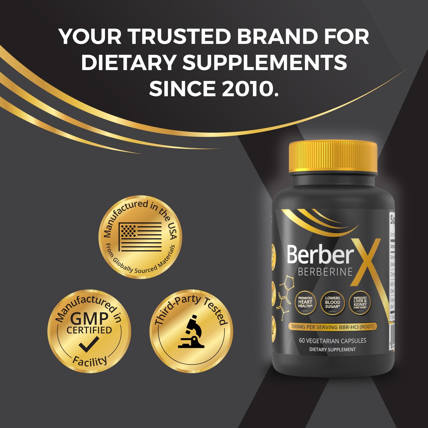 BerberX Berberine 500mg with Milk Thistle, Ceylon Cinnamon & Chinese Skullcap Capsules, 60 Count