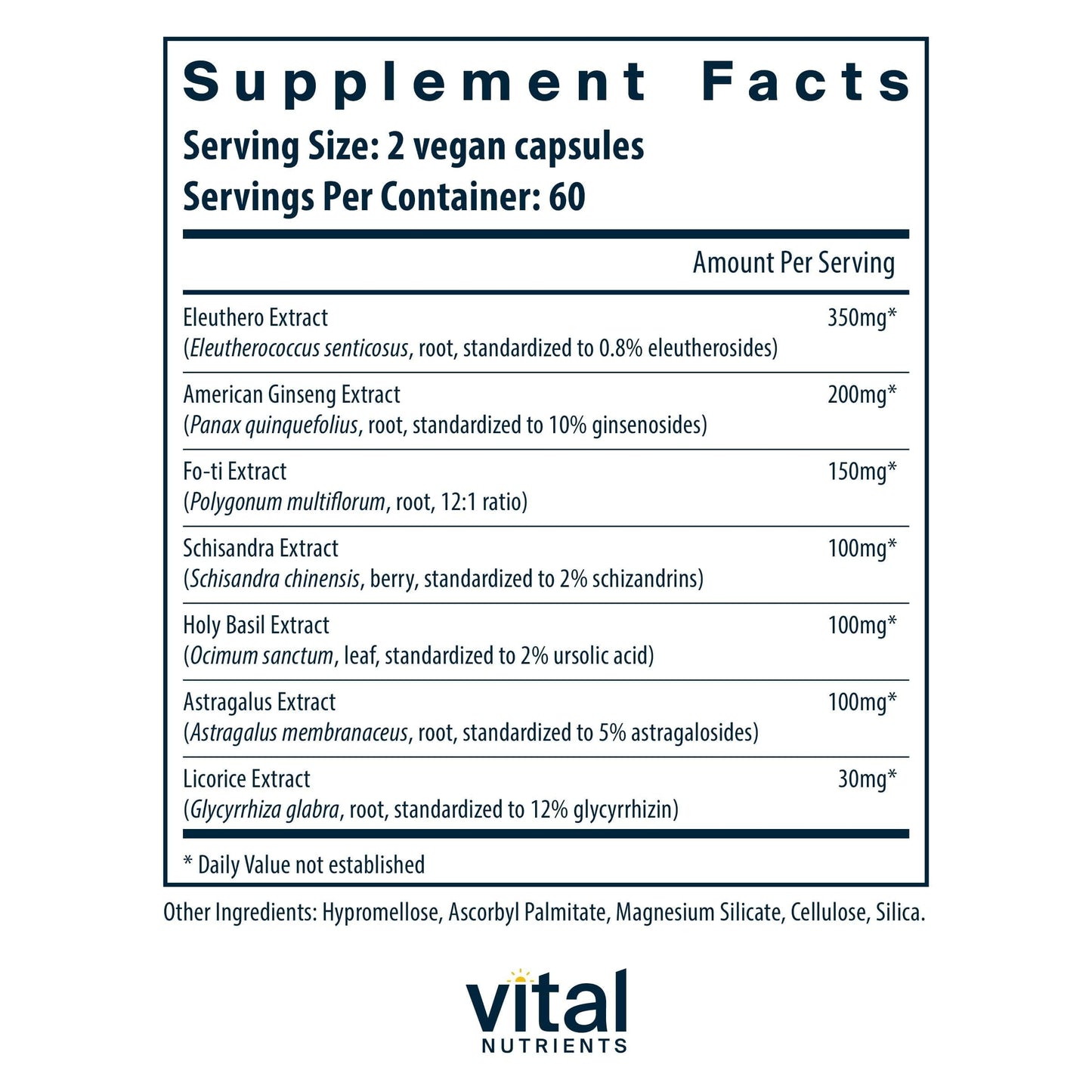 Vital Nutrients Energy Plus Capsules 120 Count