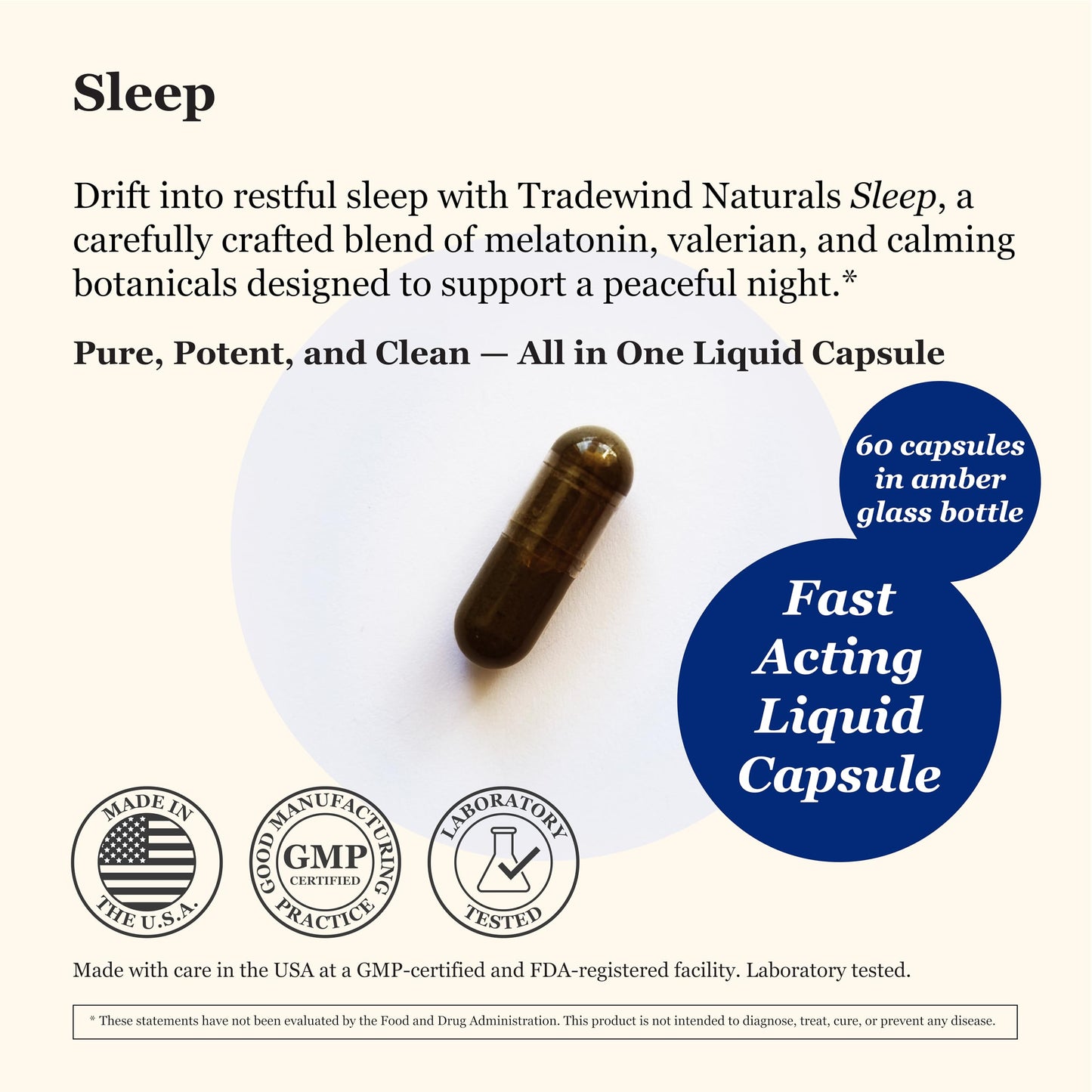 Tradewind Naturals Sleep – Fast-Acting Liquid Capsules with Melatonin, Valerian & Calming Botanicals – Supports Deep Relaxation & Restful Sleep, 60 Capsules