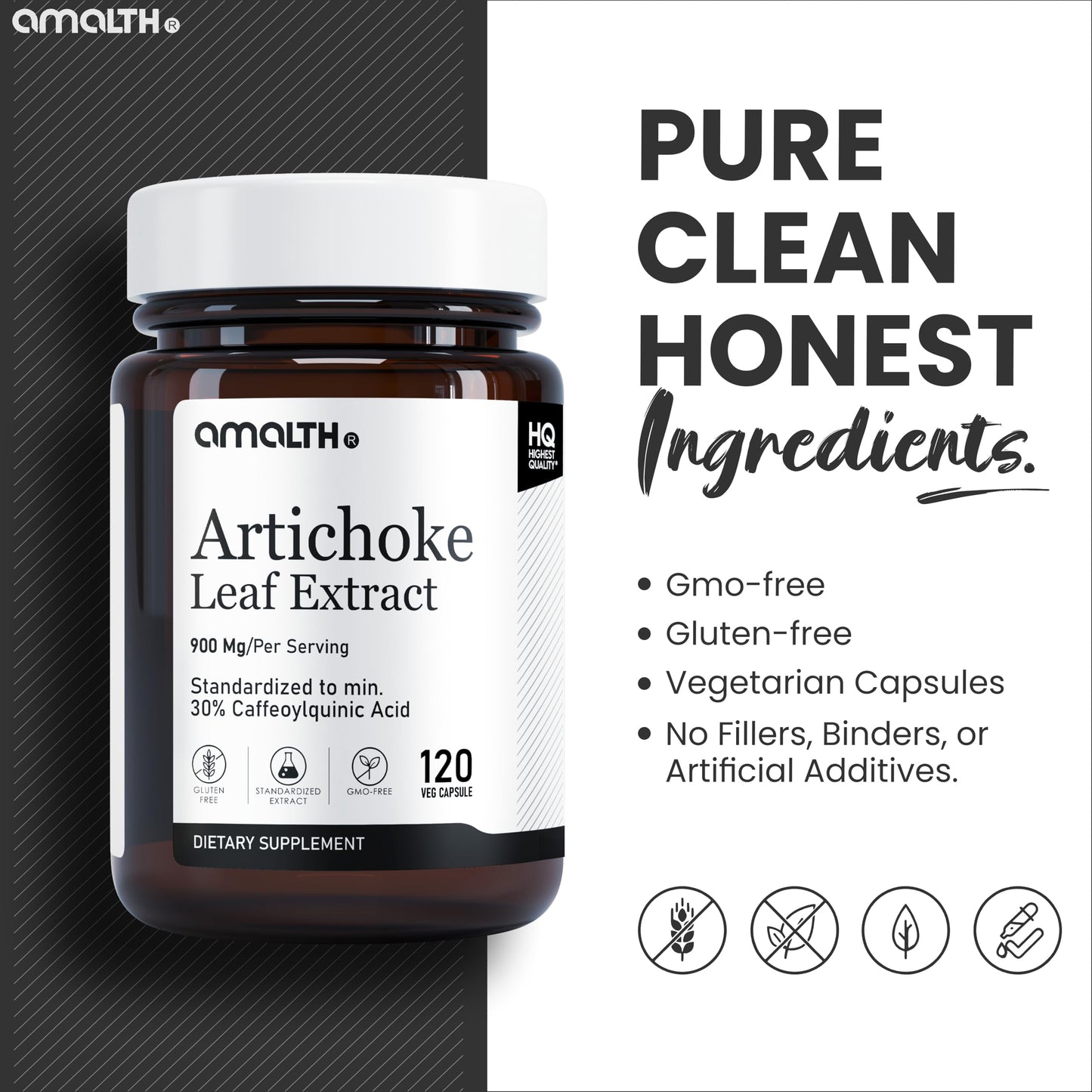 AMALTH Artichoke Leaf Extract 900 mg Capsules, 120 Count