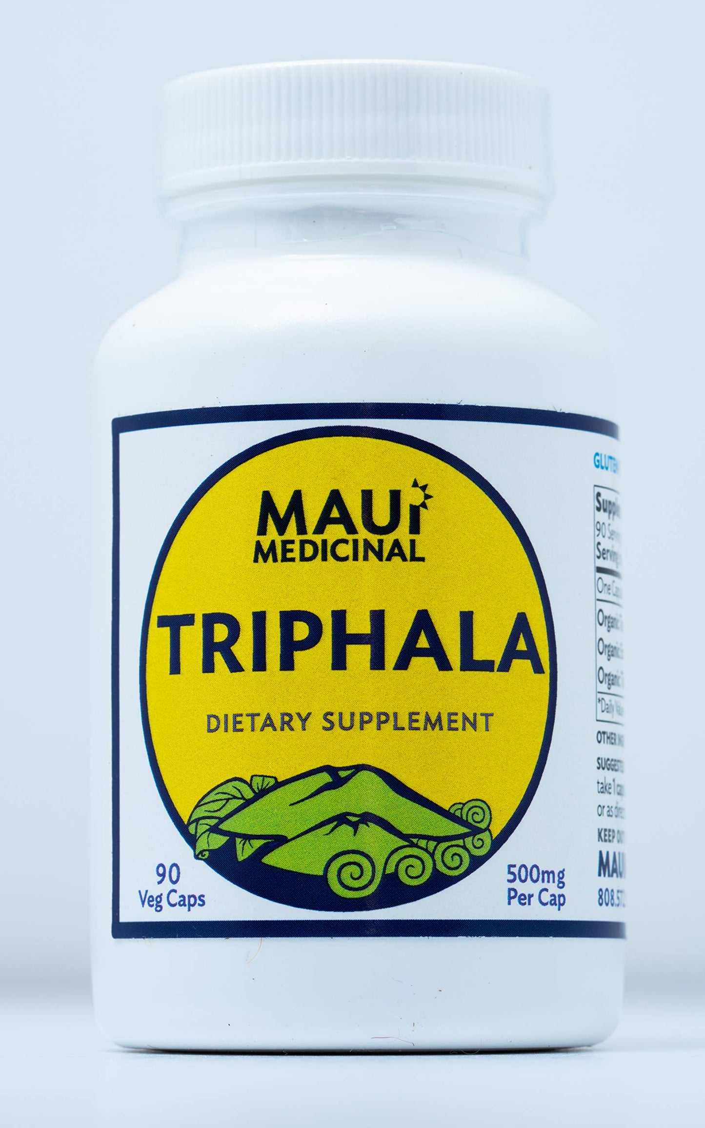 Maui Medicinal Herbs Triphala 90 Veggie Capsules - 500mg per Capsule Organic Herbal Formula