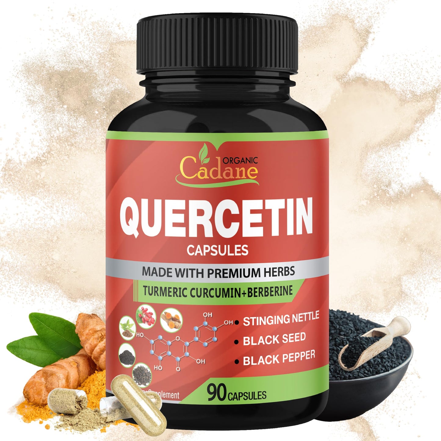 Organic Cadane Quercetin Extract Capsules 90 Count