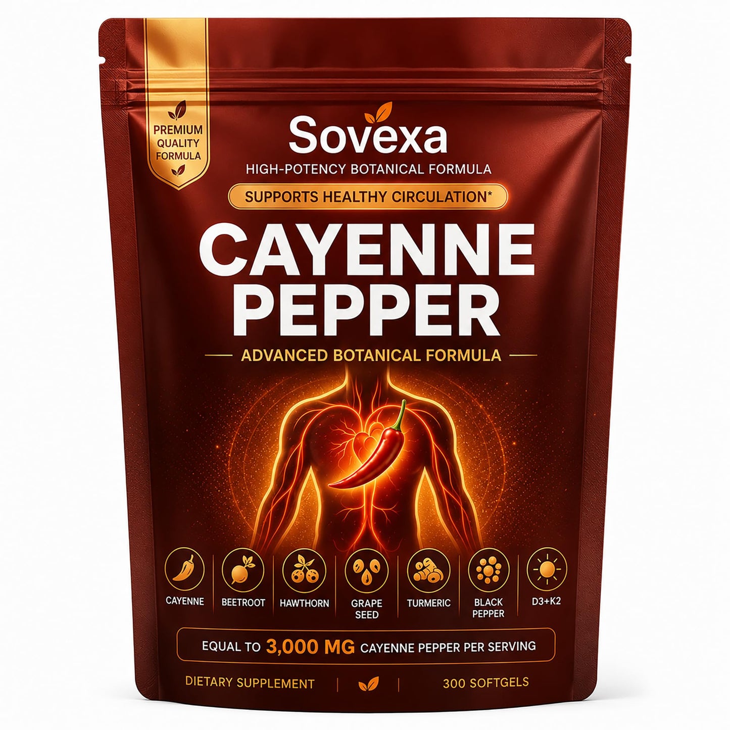 Sovexa Cayenne Pepper Softgels 300 Count
