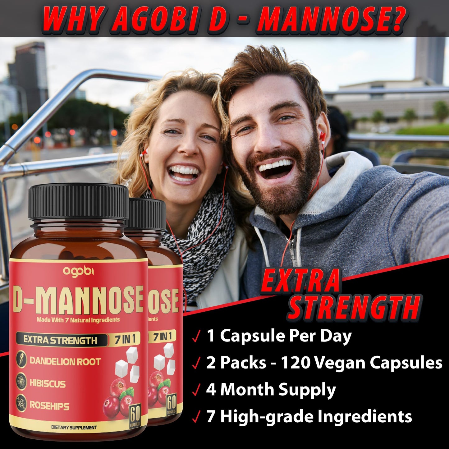 agobi D-Mannose Capsules, 120 Count