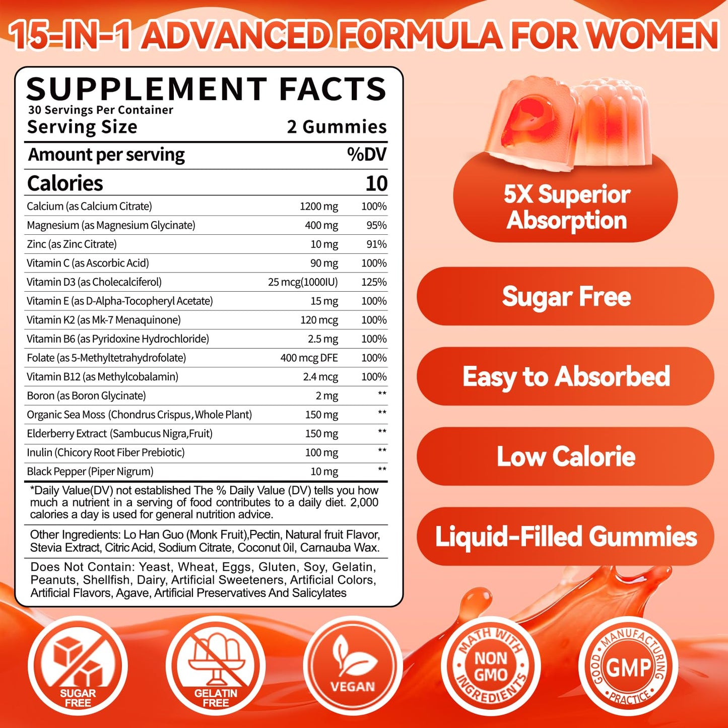 BSSTABBON Calcium Supplements for Women 120 Gummies