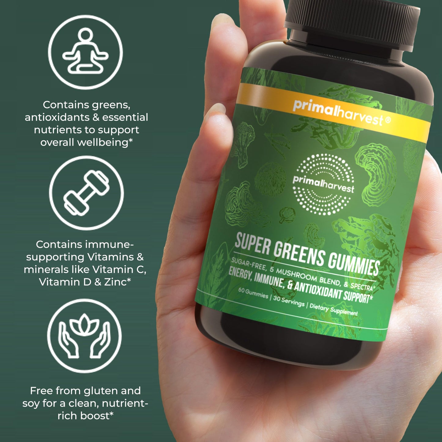 Primal Harvest Super Greens Gummies 60 Count