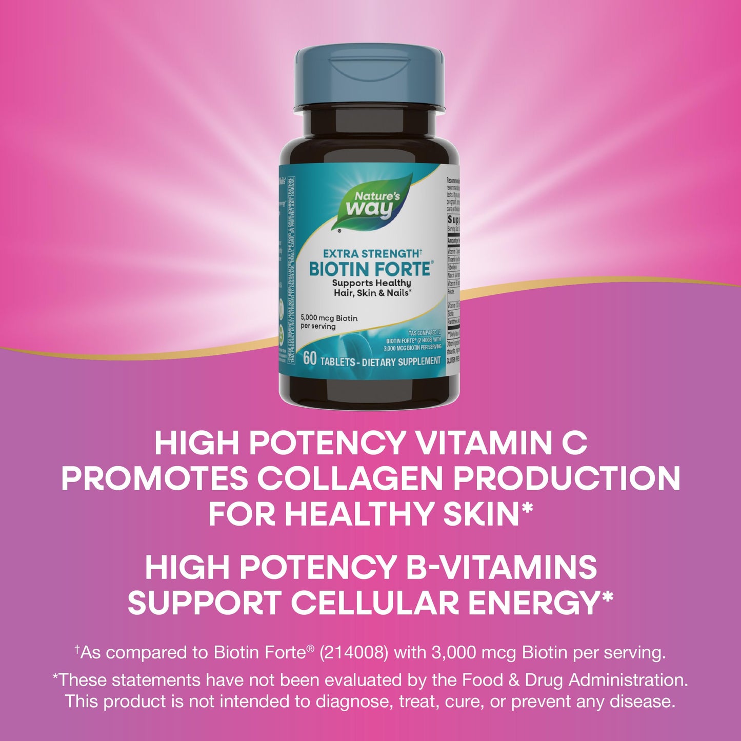 Nature's Way Biotin Forte Extra Strength, 5,000 mcg per Serving, 60 Tablets
