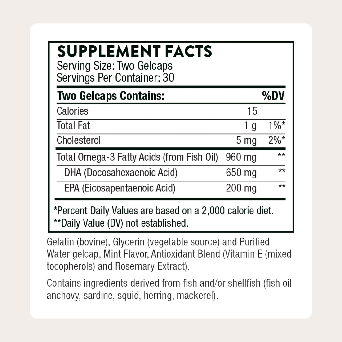 THORNE Prenatal DHA Omega-3 Fish Oil with EPA & DHA Capsules, 60