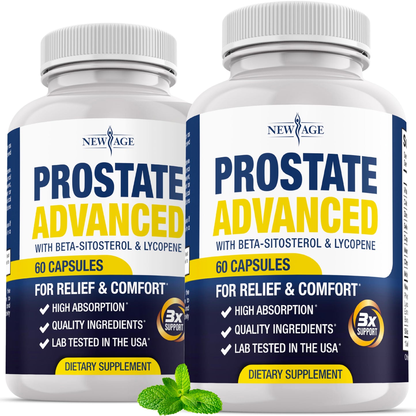 NEW AGE Prostate Advanced Prostate Supplement for Men – Reduce Bathroom Trips, Promote Sleep, Support Health & Bladder Emptying - Made with Lycopene, Beta Sitosterol, 120 Capsules