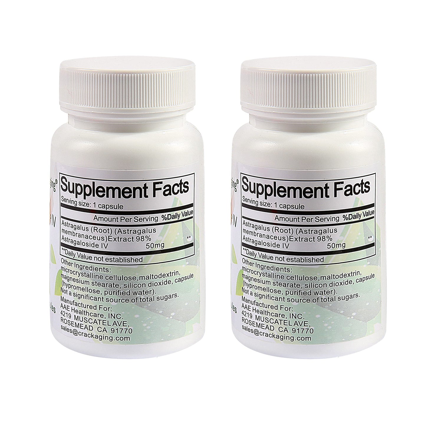 Crackaging Super-Absorption Astragaloside IV 98% 50mg Capsules, 60 Count