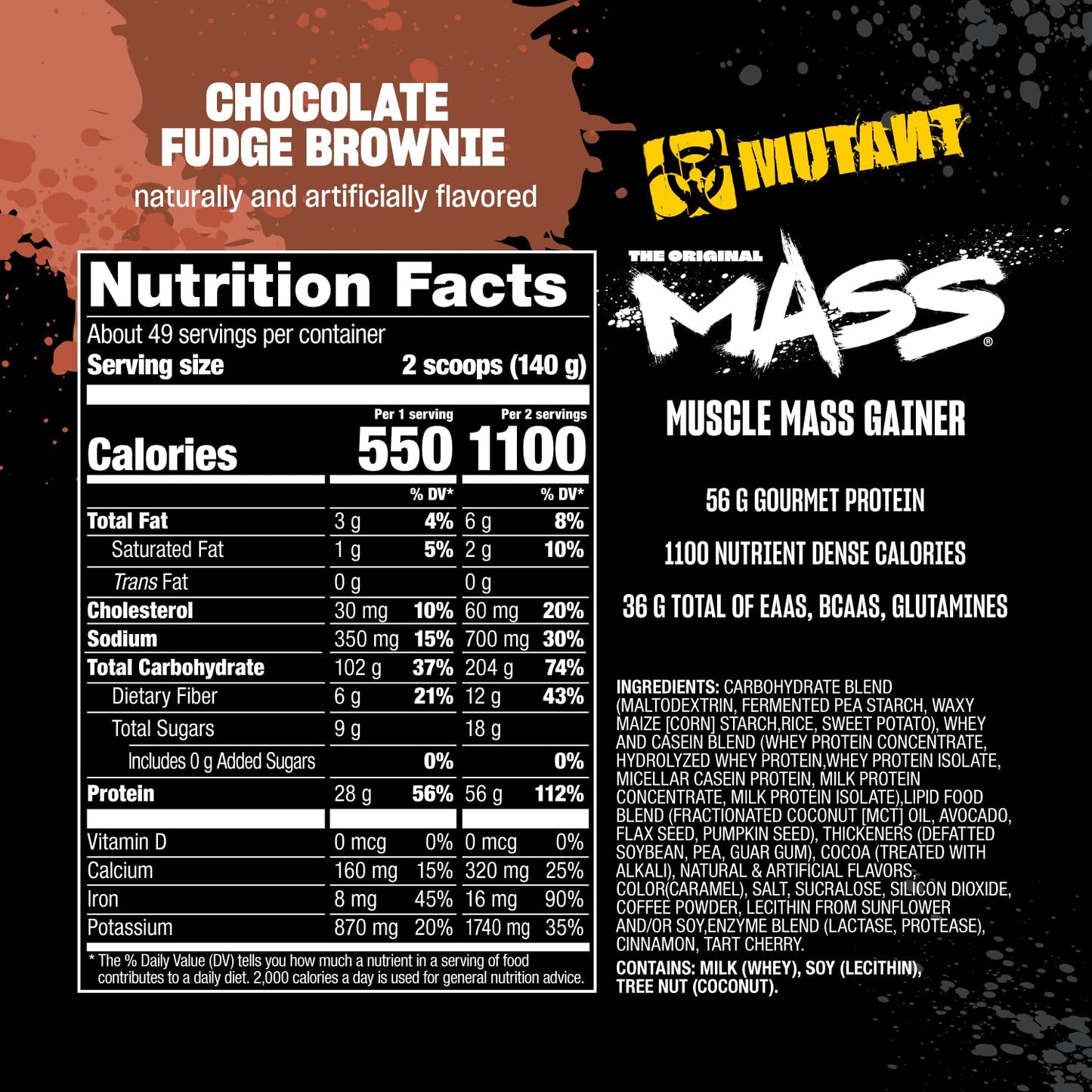 Mutant Mass Weight Gainer Protein Powder, 5 Pound, 80 Servings