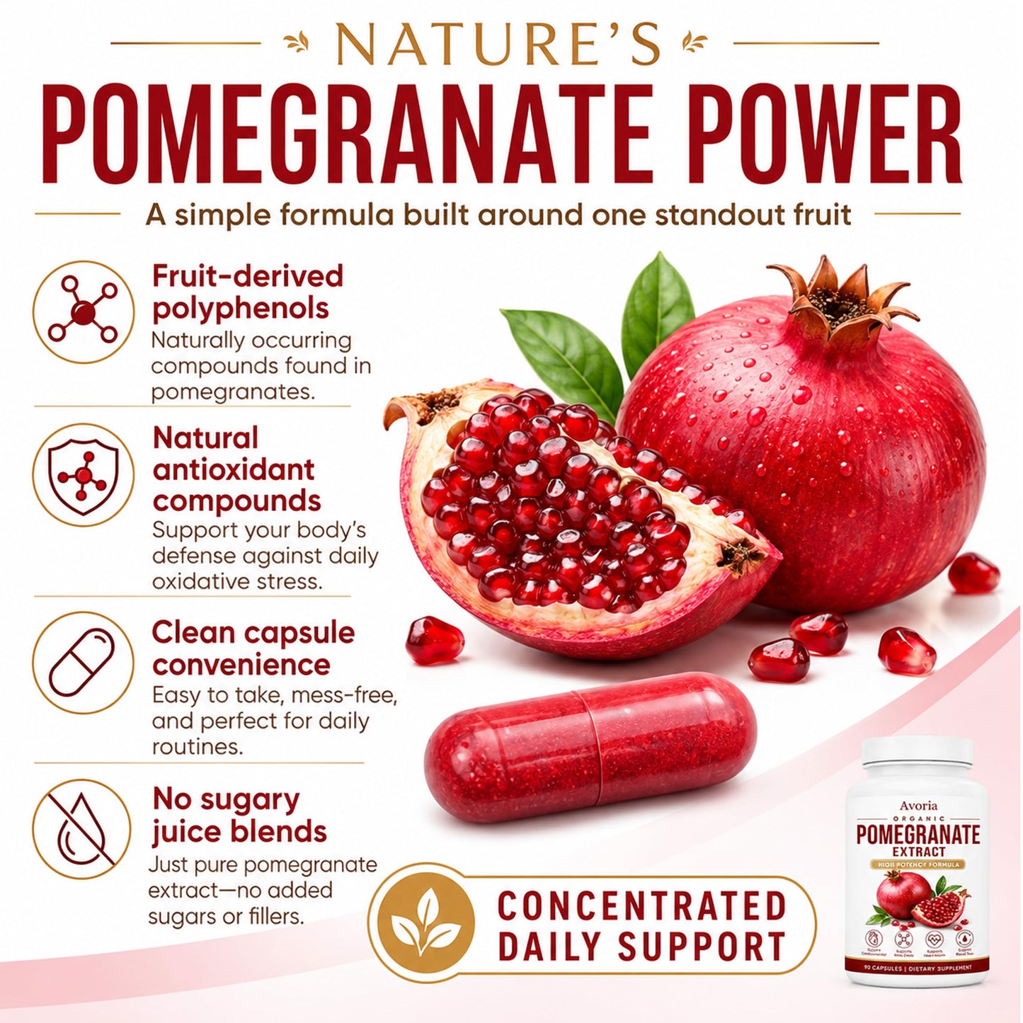 Avoria Pomegranate Extract Capsules 90 Count