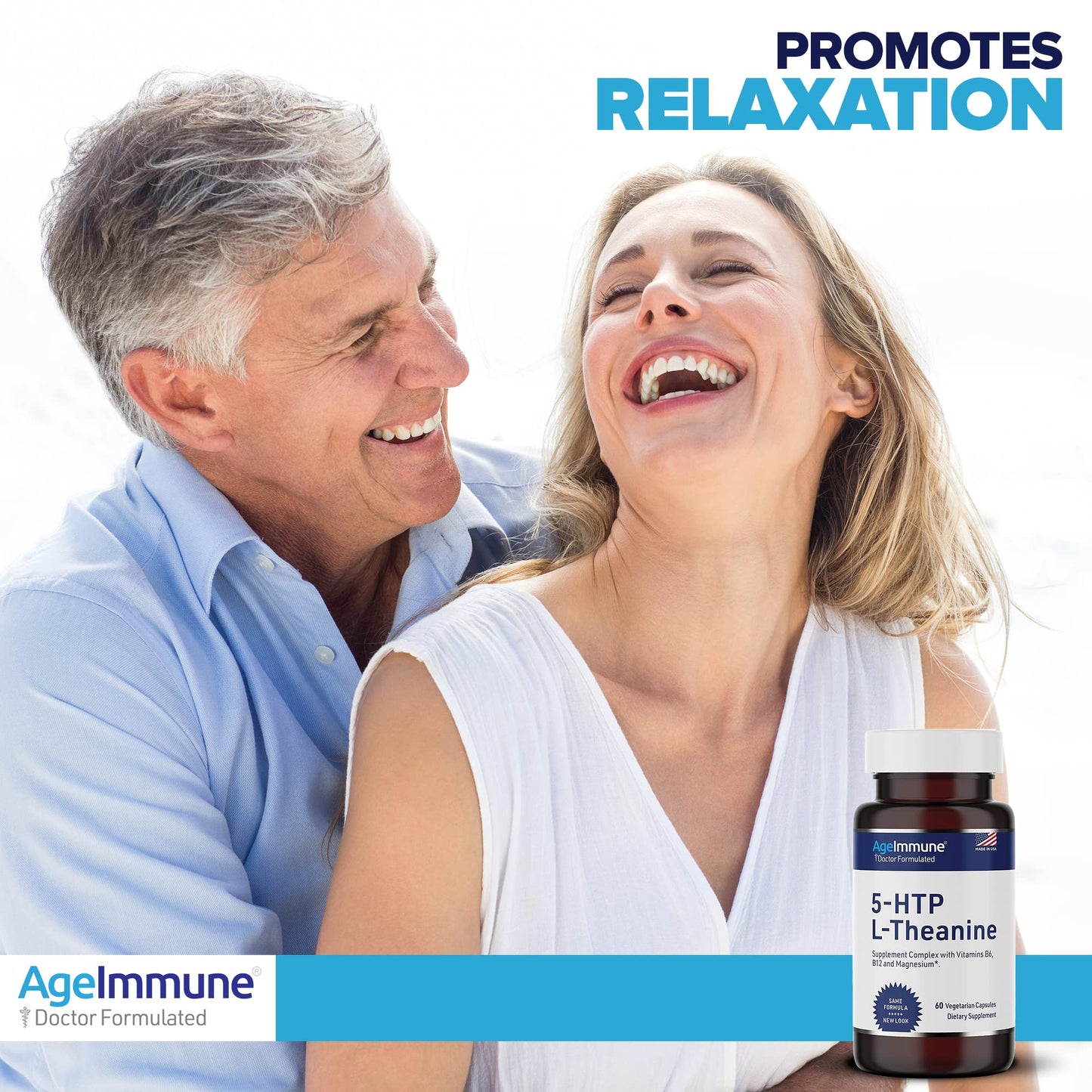 AgeImmune 5-HTP 100mg with L-Theanine 400 mg Capsules, 120 Count
