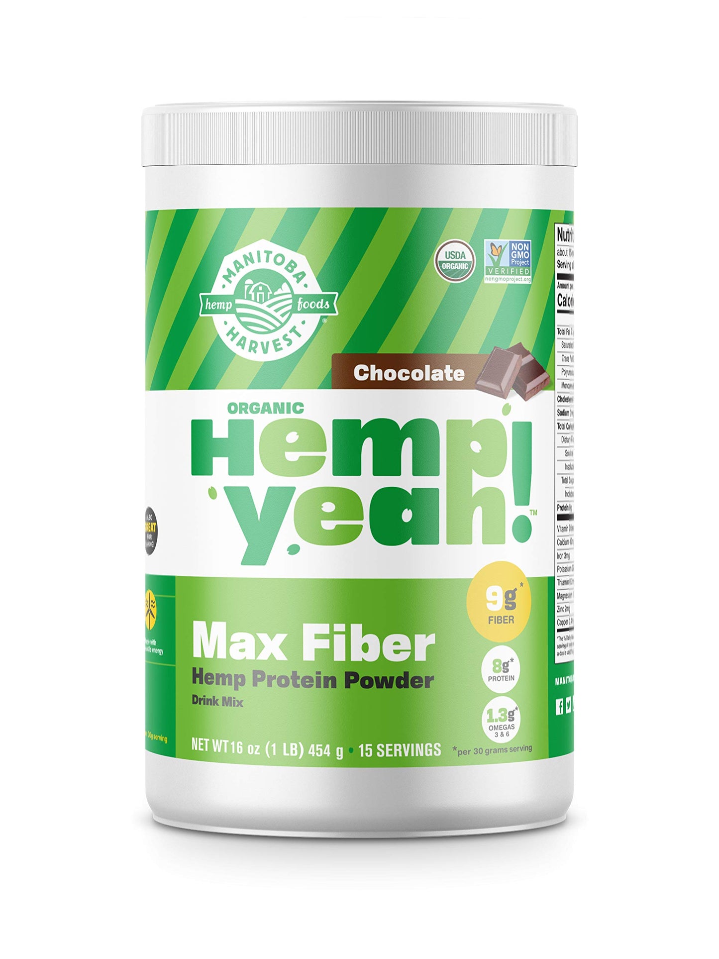 Manitoba Harvest Organic Hemp Pro Fiber Protein Powder, Preservative-Free, 16 oz