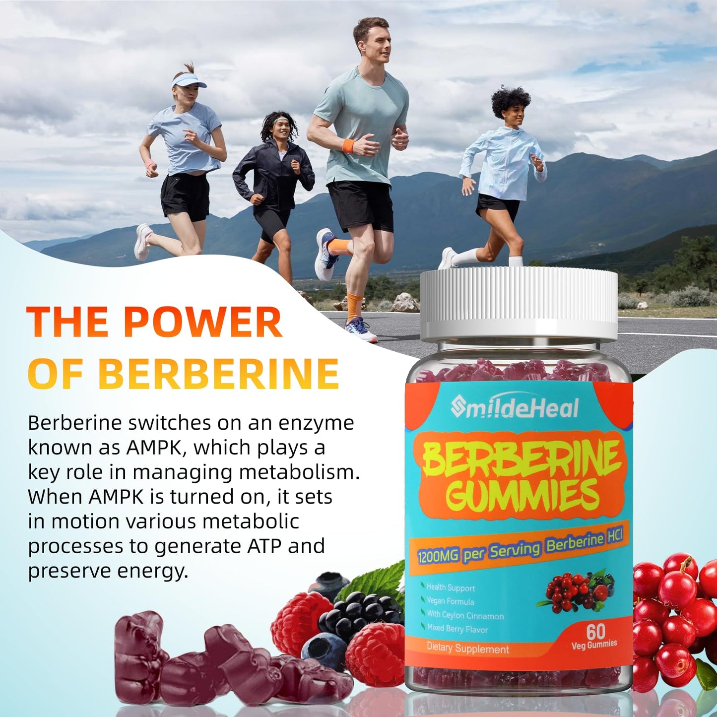 SmildeHeal Berberine Gummies 1200mg 60 Count