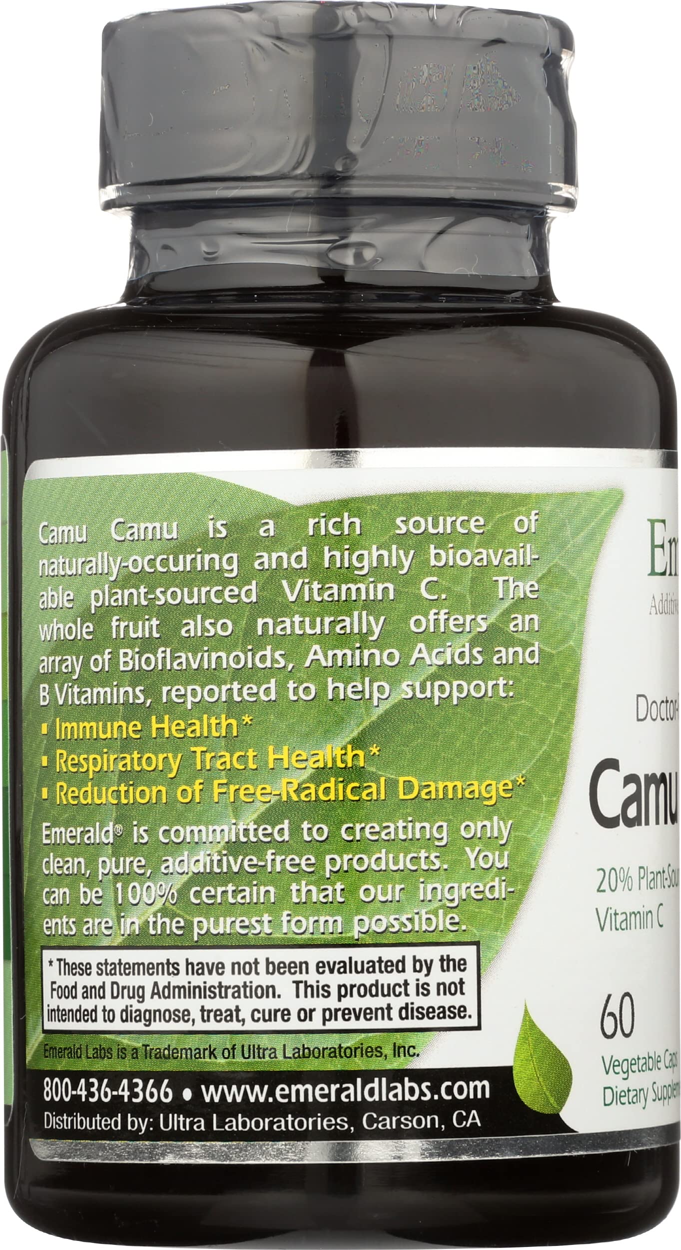 Emerald Labs Camu Camu Plant-Sourced Vitamin C, Bioflavonoids, Amino Acids & B Vitamins, 60 Capsules