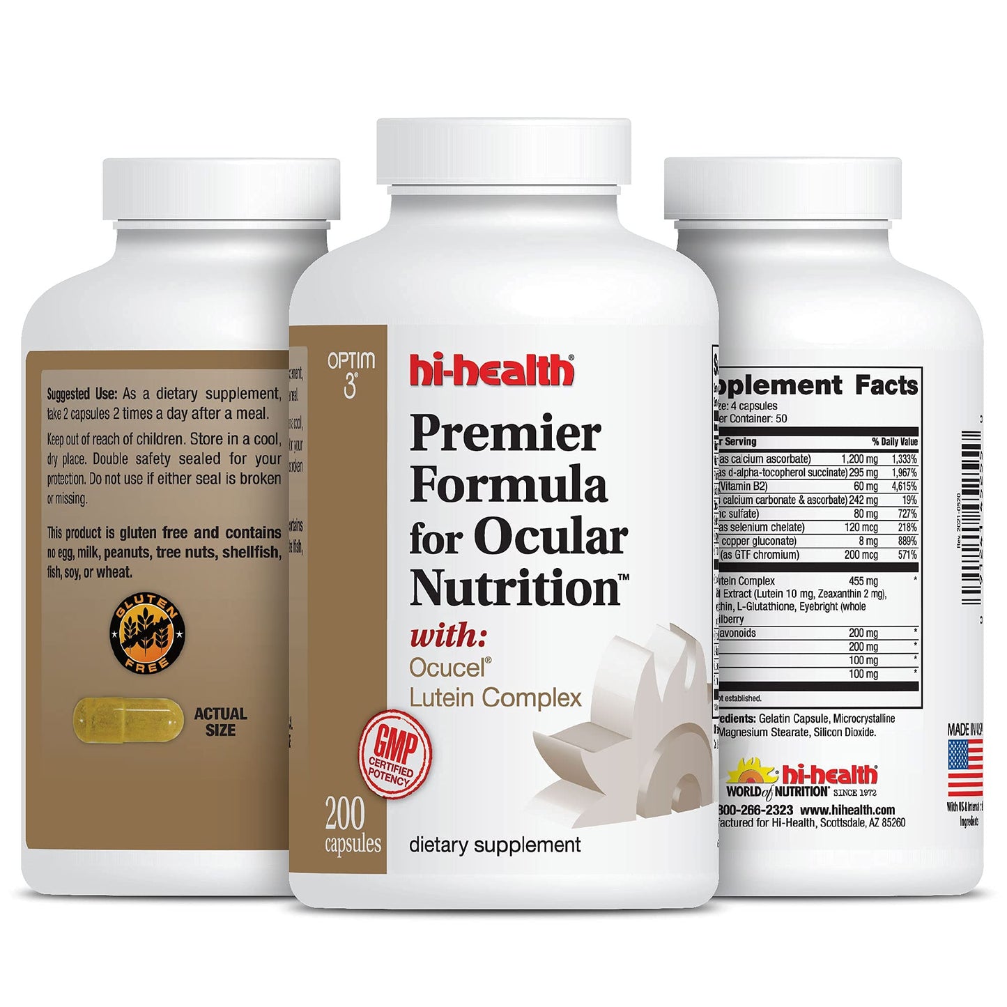 Optim 3 Hi-Health Premier Formula for Ocular Nutrition Capsule, 200 Capsules