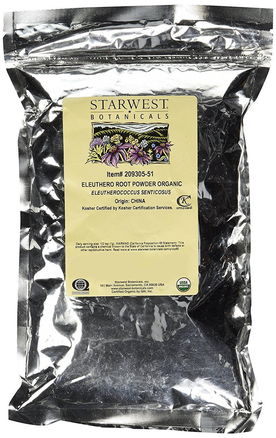 Starwest Botanicals Organic Eleuthero Root Powder 16 Ounce
