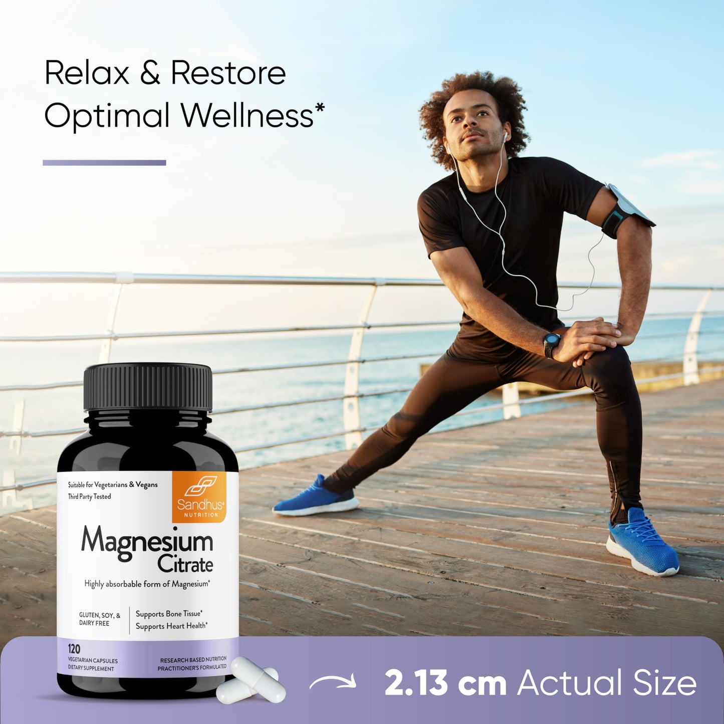 Sandhu's Magnesium Citrate Highly Absorbable Gluten, Soy Diary Free No Fillers 120 Vegetarian Capsules