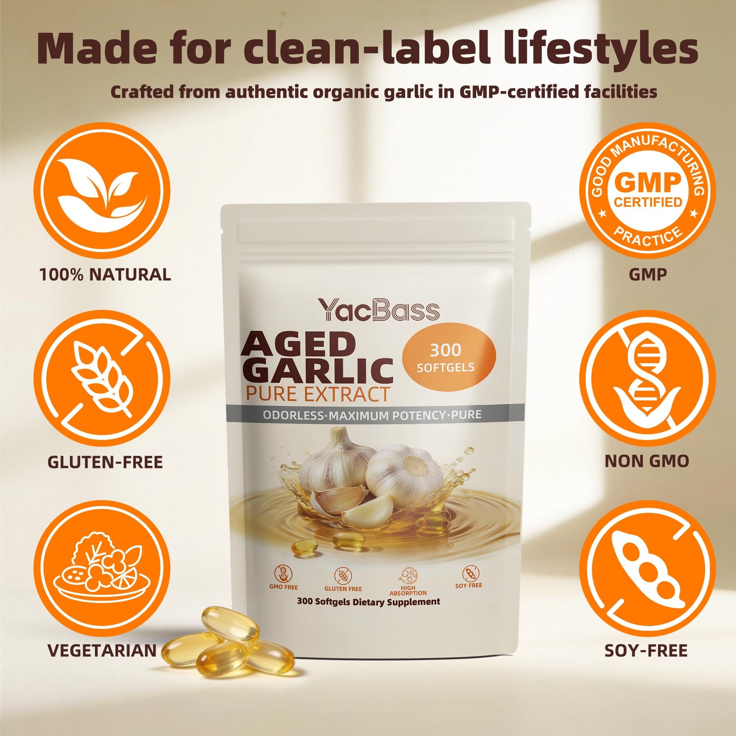YacBass Aged Garlic Extract Softgels 600