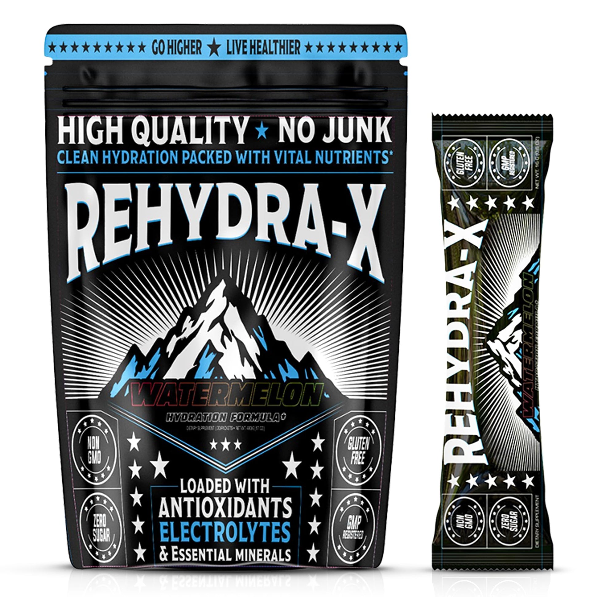 Ironpeak Nutrition Rehydra-X Powder Watermelon Electrolyte Hydration, Coconut Water & Bounce-Back After Late Nights, 30 Pack