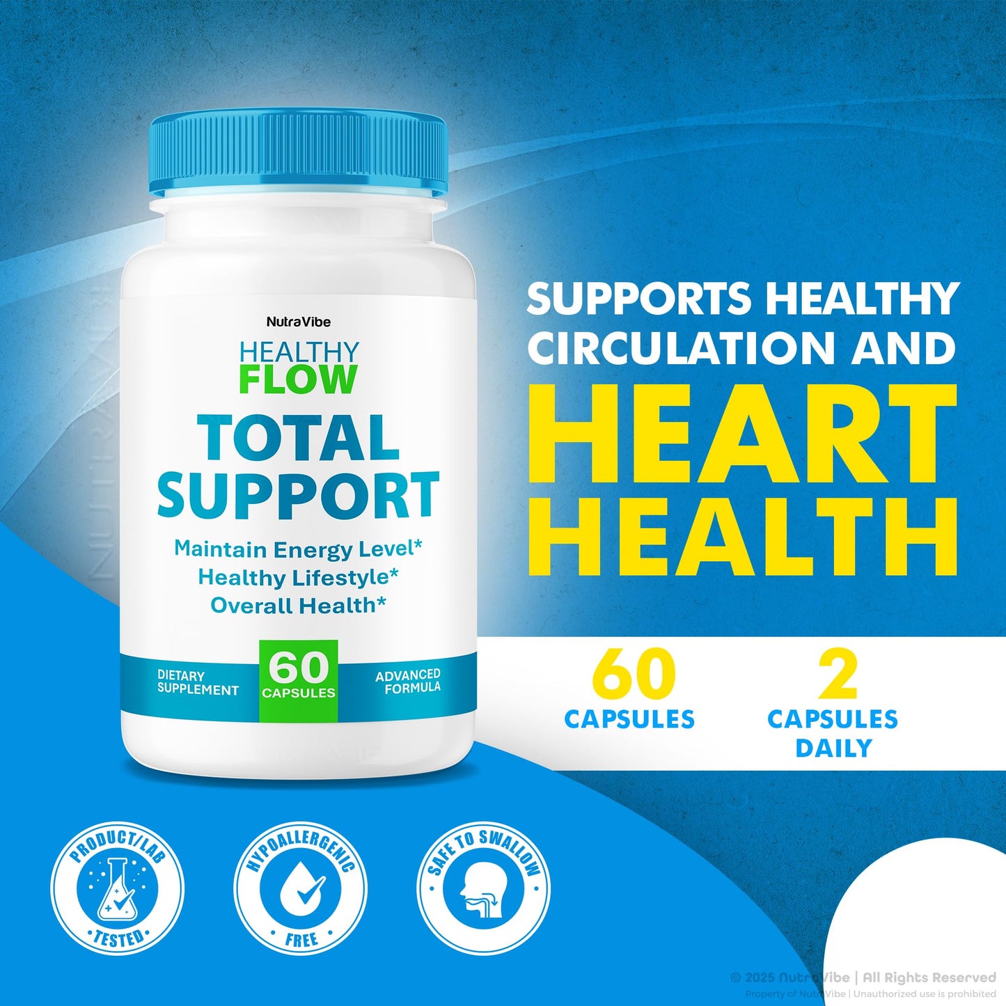 NutraVibe Healthy Flow Blood Support Capsules, 180 Capsules