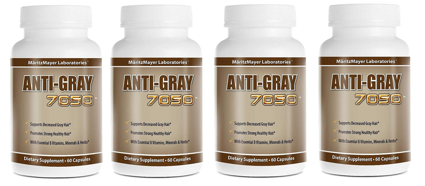 MÄRITZMAYER LABORATORIES Anti-Gray Hair 7050 Capsules, 60 Capsules per Bottle, 4 Bottles