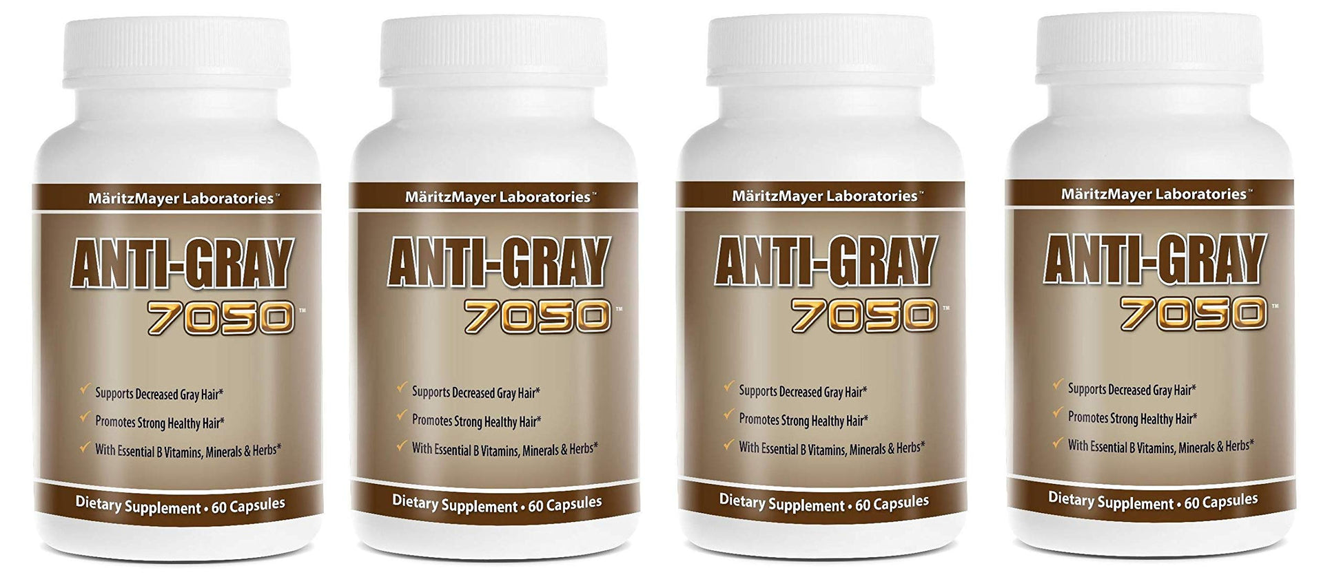 MÄRITZMAYER LABORATORIES Anti-Gray Hair 7050 Capsules, 60 Capsules per Bottle, 4 Bottles