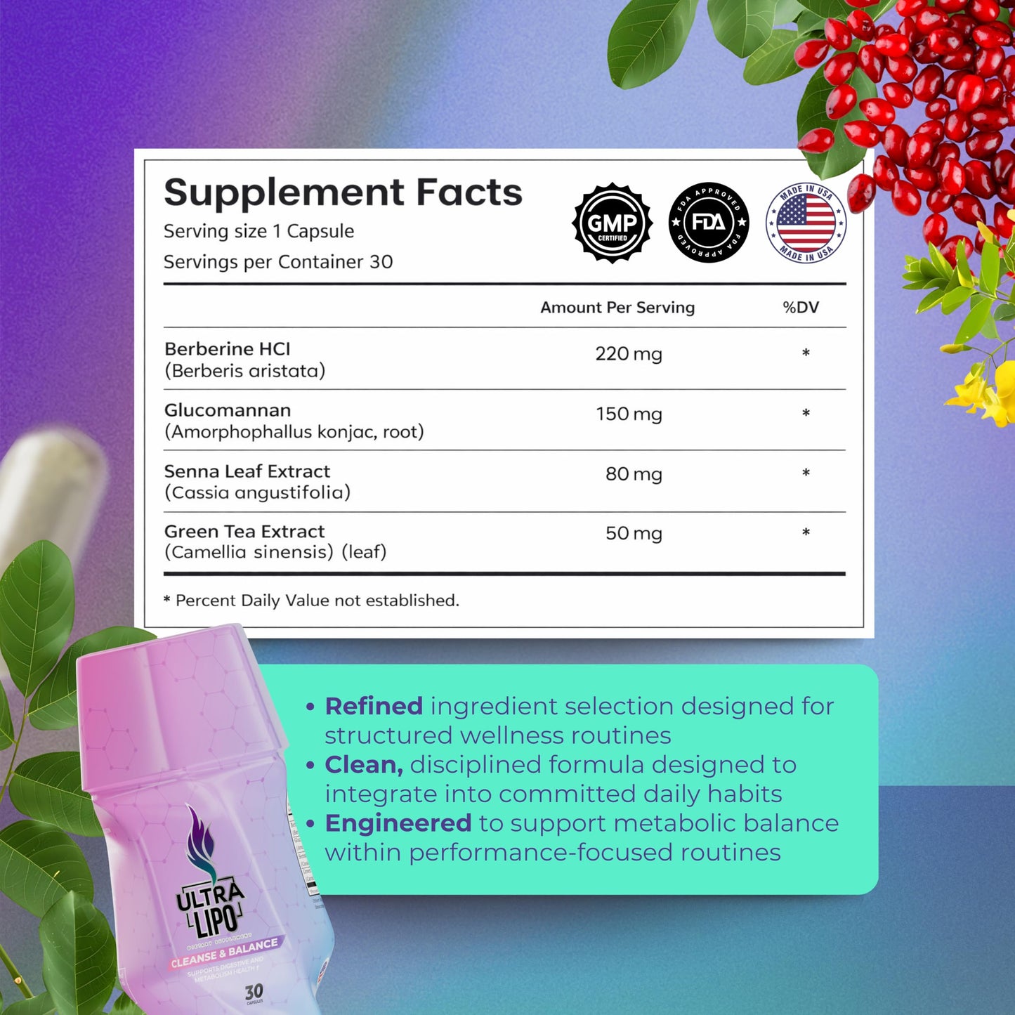Ultralipo Natural Fat Burner & Appetite Suppressant 30 Capsules