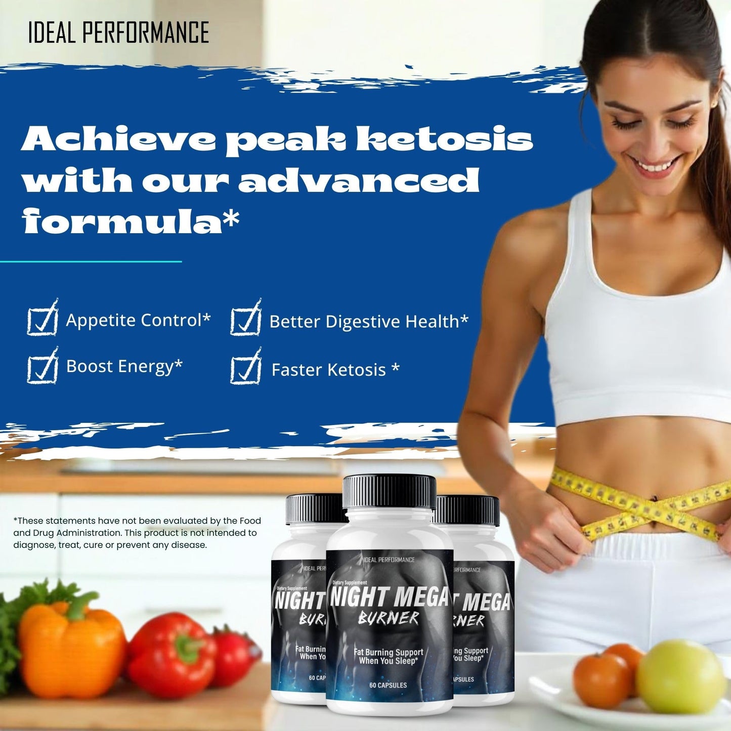 IDEAL PERFORMANCE Night Mega Burner Keto, 60 Capsules