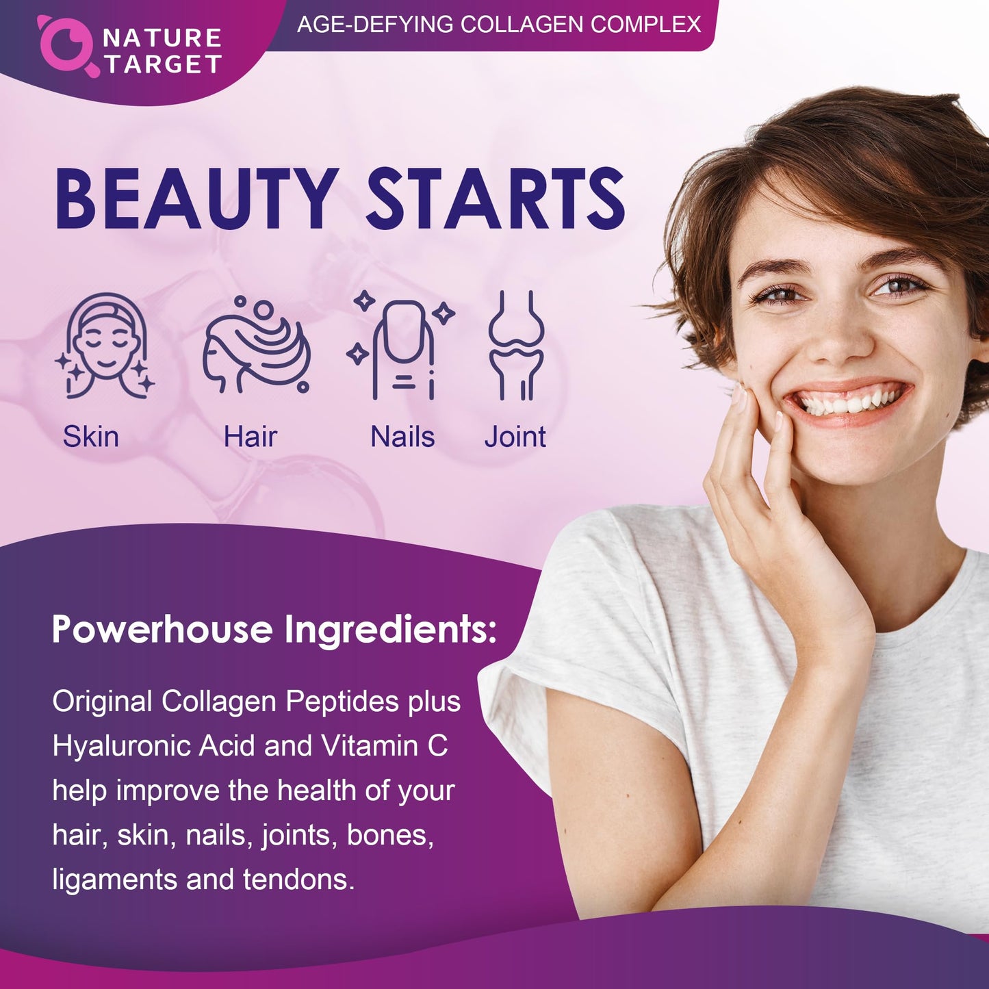 NATURE TARGET Multi Collagen Peptides Powder, 17.63 oz